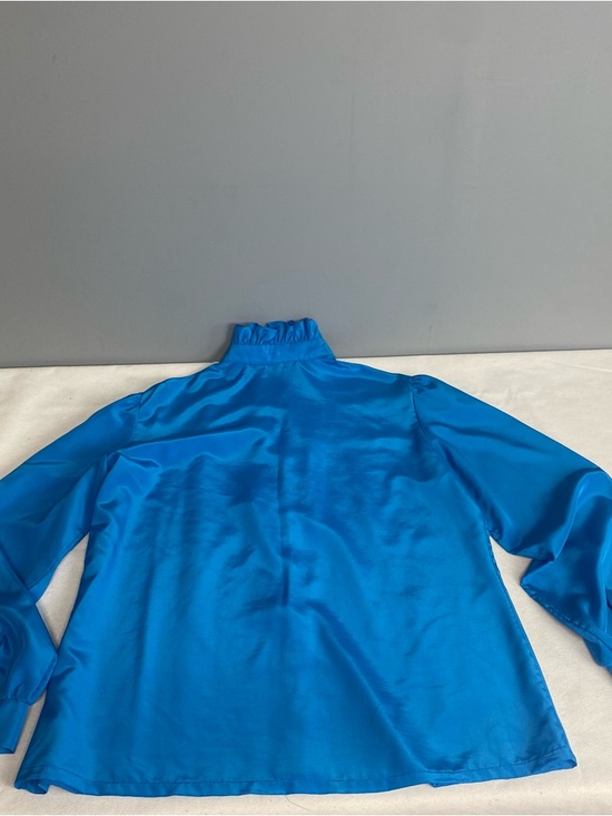 Vtg Jessica West Blouse Tuxedo Ruffle Button Down Blue Blouse Sz 16 Fairycore - Picture 3 of 16